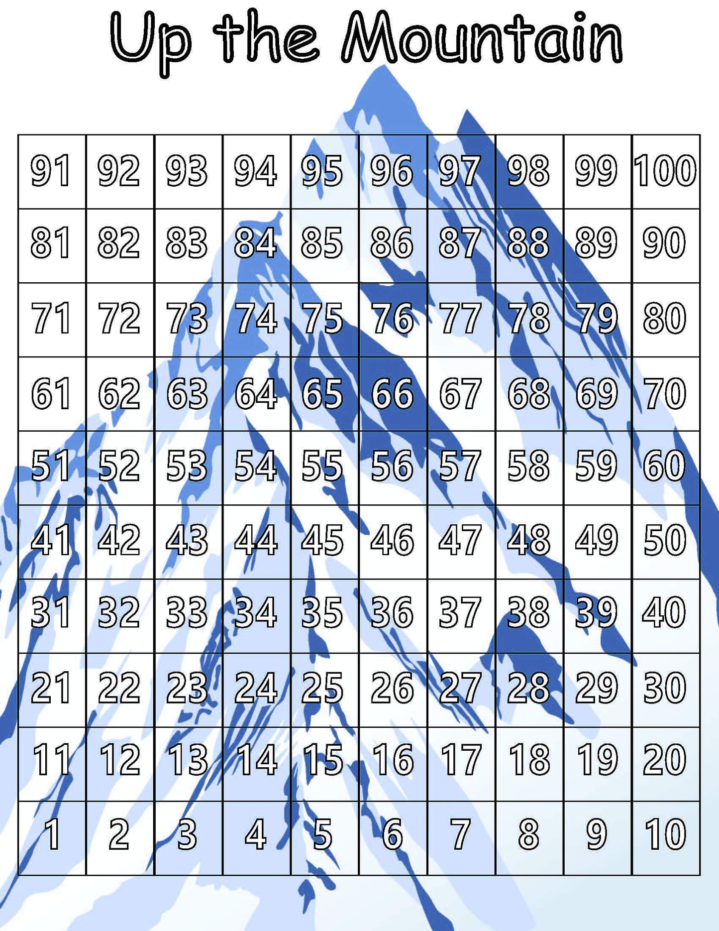 Mountain Hundreds Board kids game