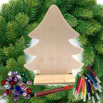Stand-up wooden tree craft