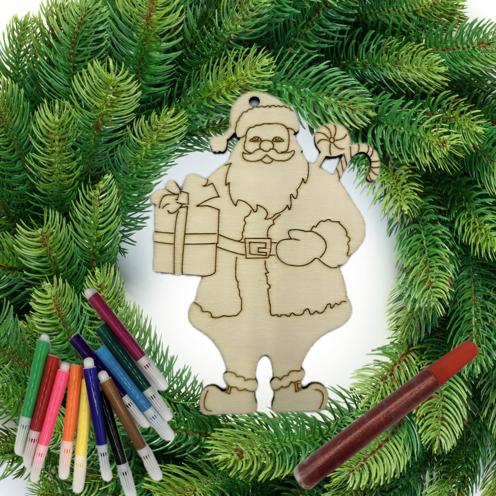 Wooden Santa Ornament