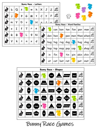Bunny Themed Math and Literacy Games