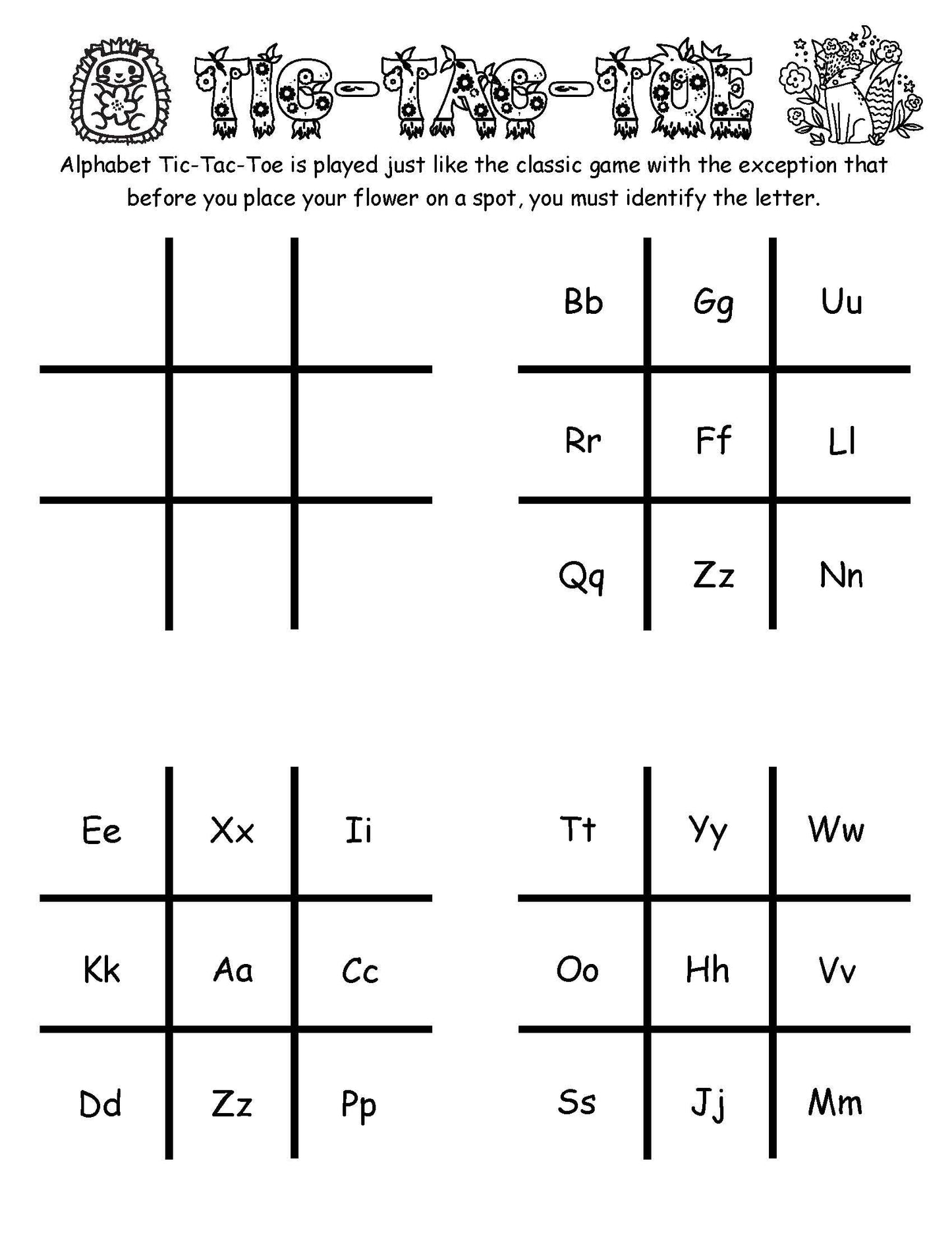 Tic Tac Toe with letters