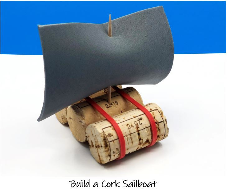 Build a cork sailboat kids craft 