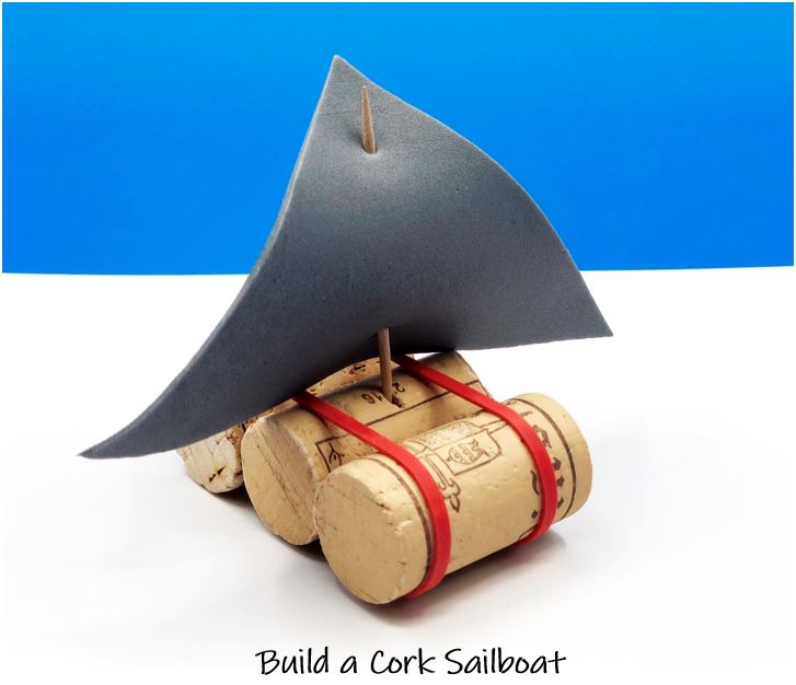 Build a cork sailboat kids craft 