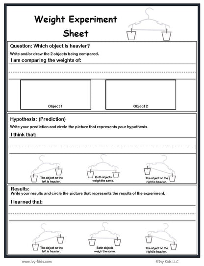 Balancing Scale Experiment Sheet