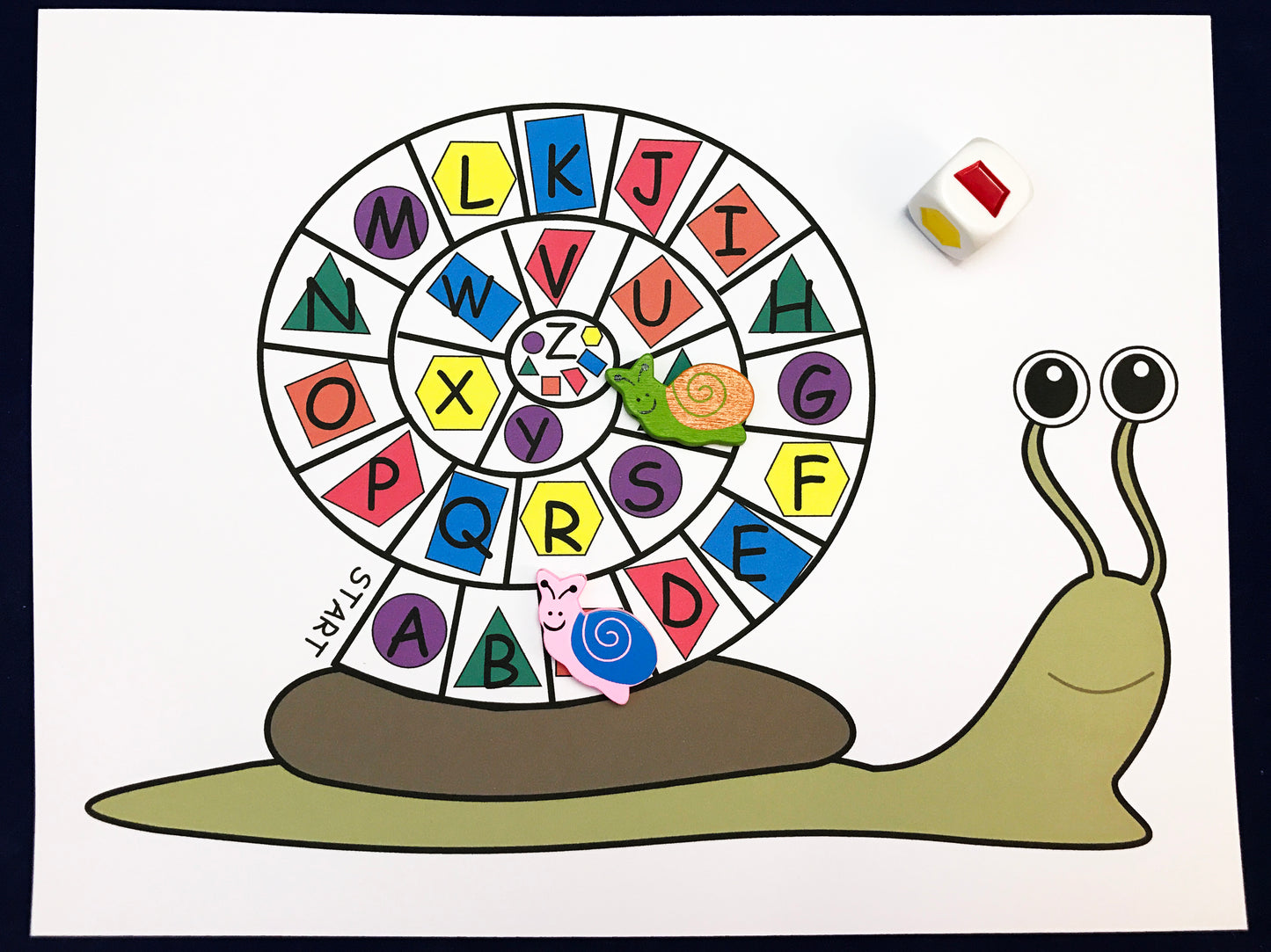 Snail literacy game. Alphabet snail game.