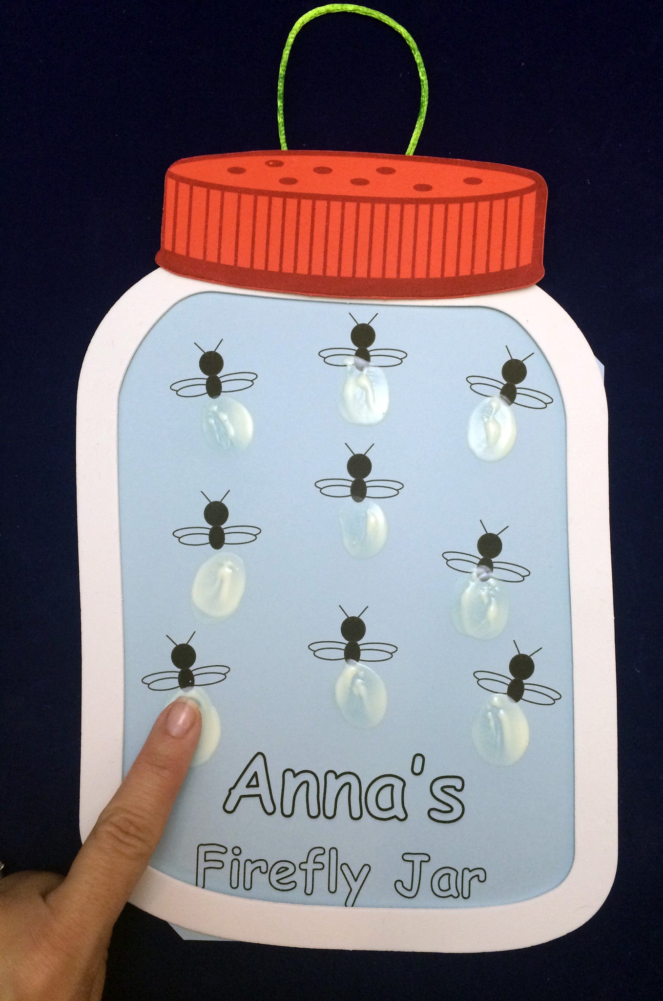 Art Activity Fingerprint Firefly Jar that Glows-In-The-Dark- Inspired by The Very Lonely Firefly by Eric Carle