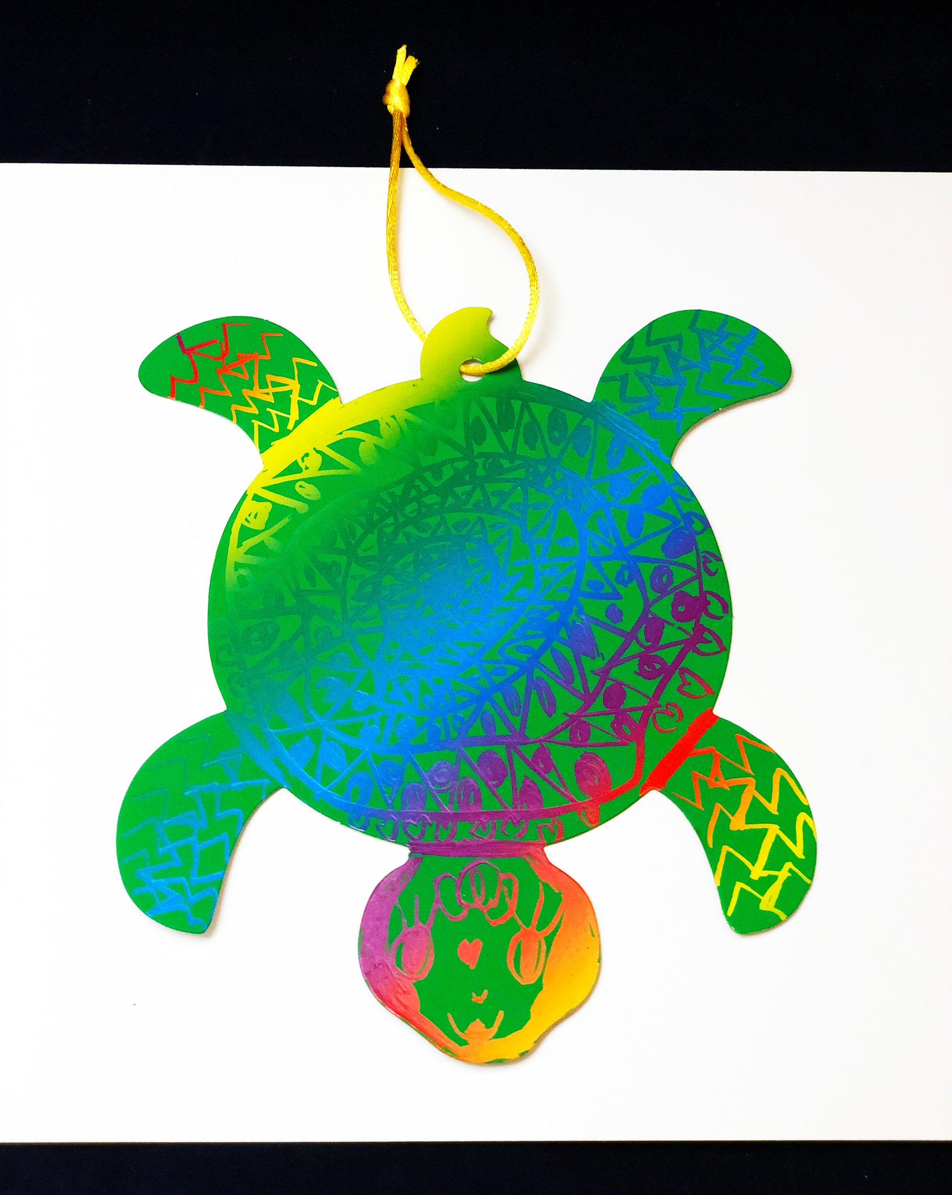 scratch art sea turtle