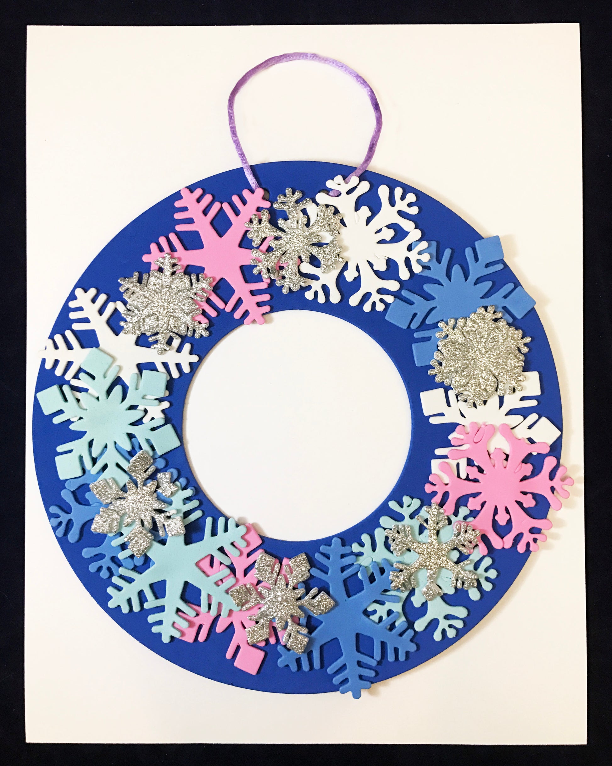 Winter Wreath made of snowflake stickers