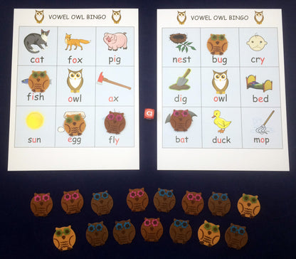 Literacy Activity - Vowel Owl Bingo
