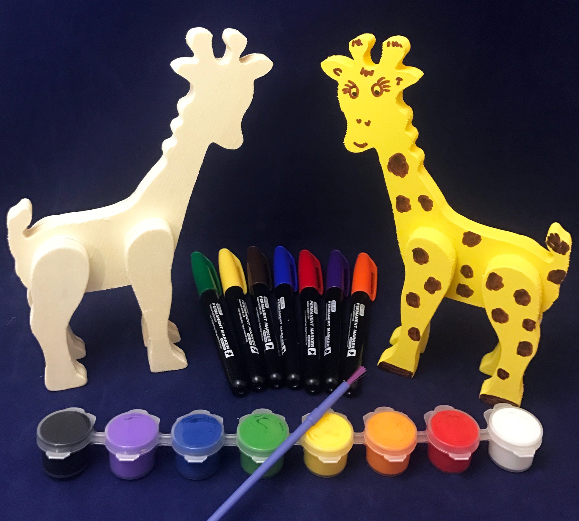 Paint a wooden Giraffe Art Activity