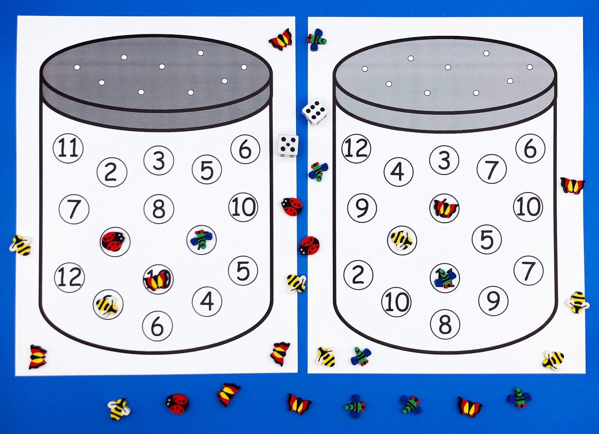 Roll and cover bug jar math game