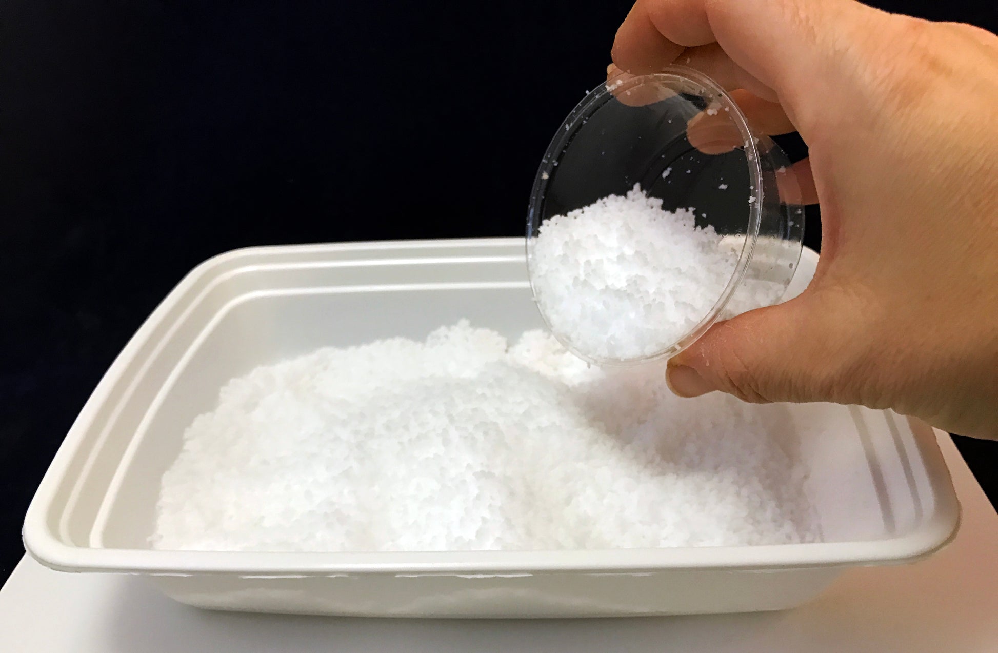 Make your own play snow with instant snow powder - super absorbent polymer makes lots of fluffy snow