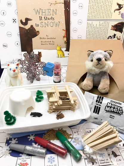 Book based winter themed children's activities subscription box