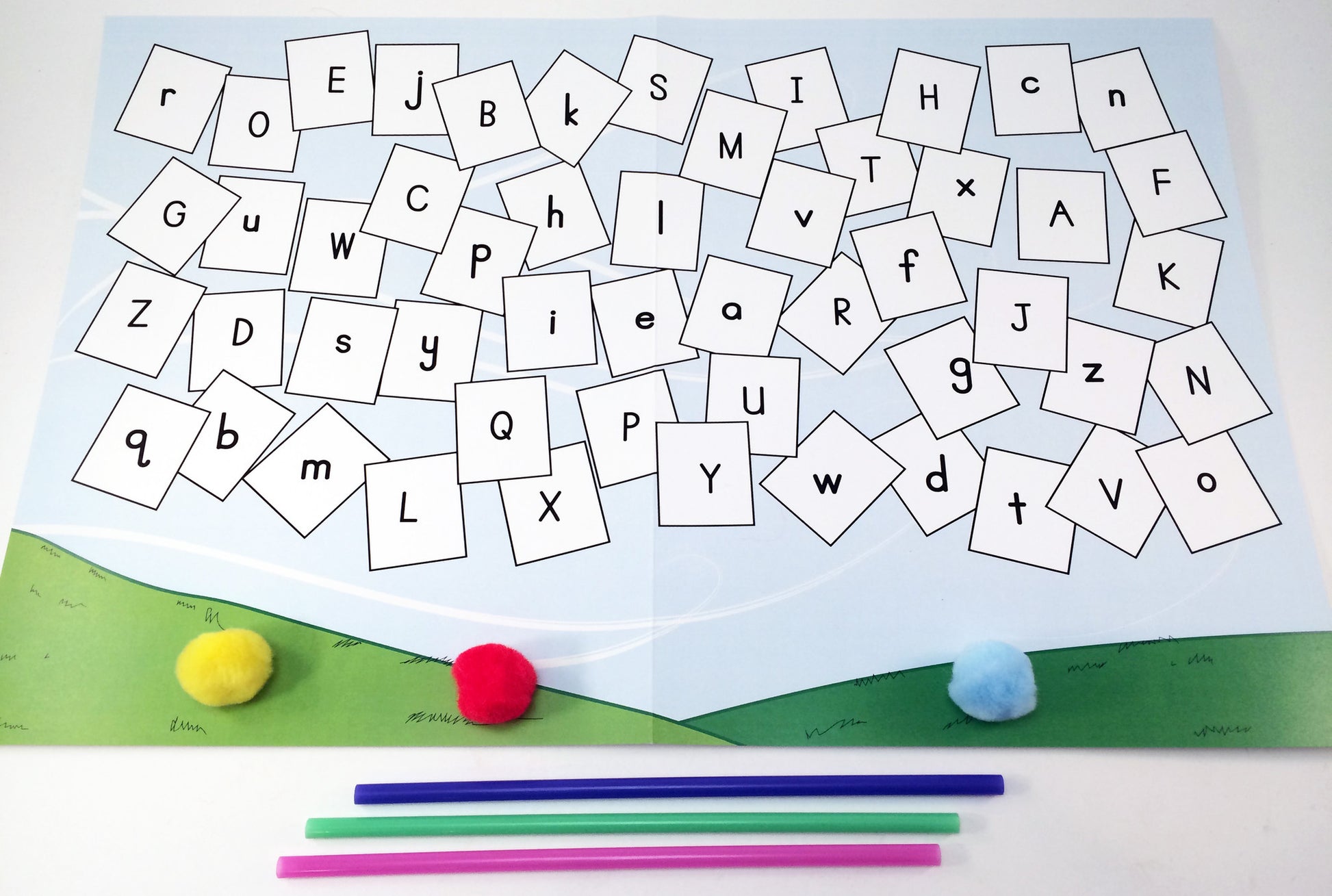 Letters in the Wind, literacy game, to go along with May's Ivy Kids kit featuring the book The Wind Blew by Pat Hutchins. 