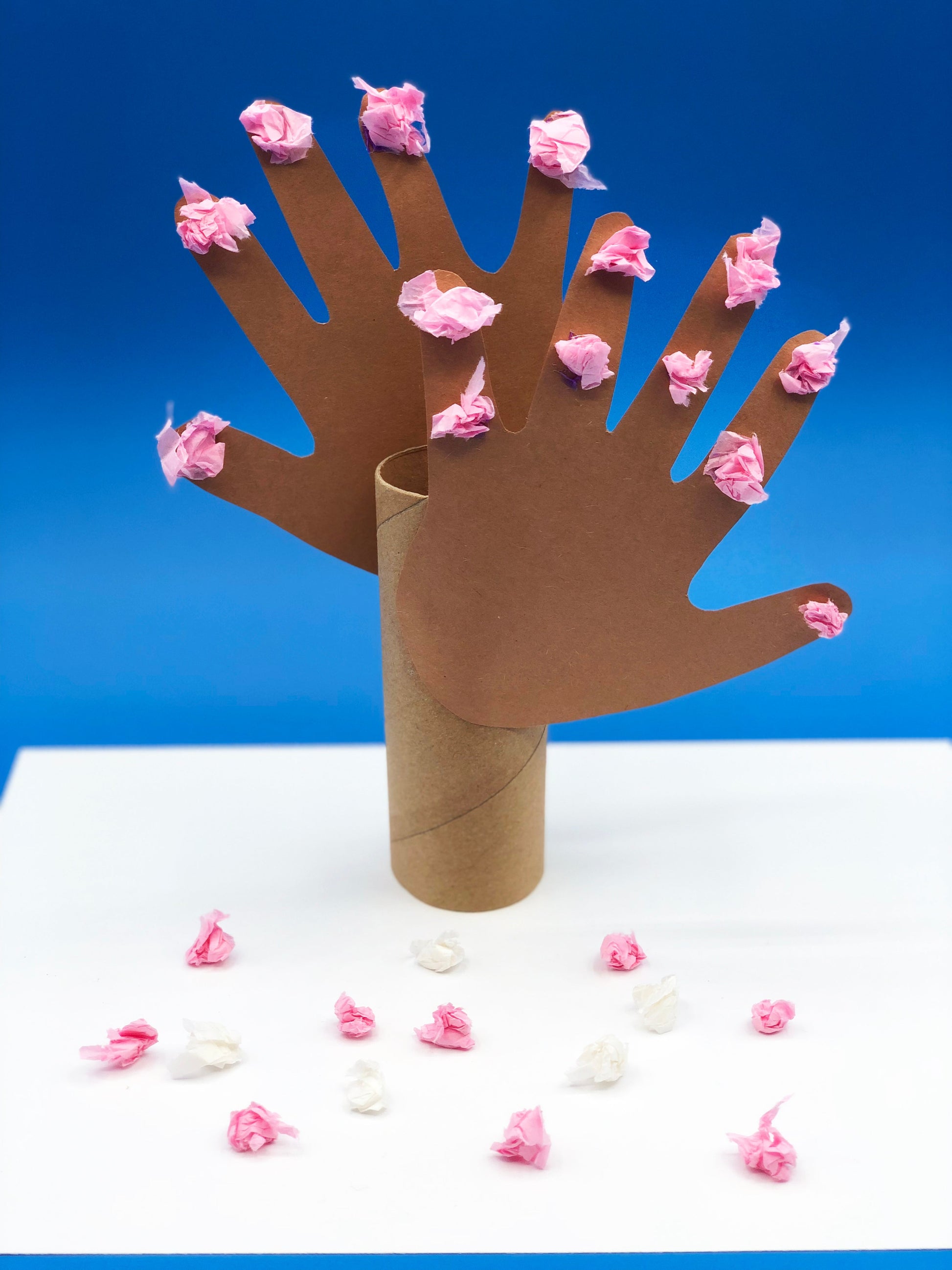 Handprint cherry blossom craft kids