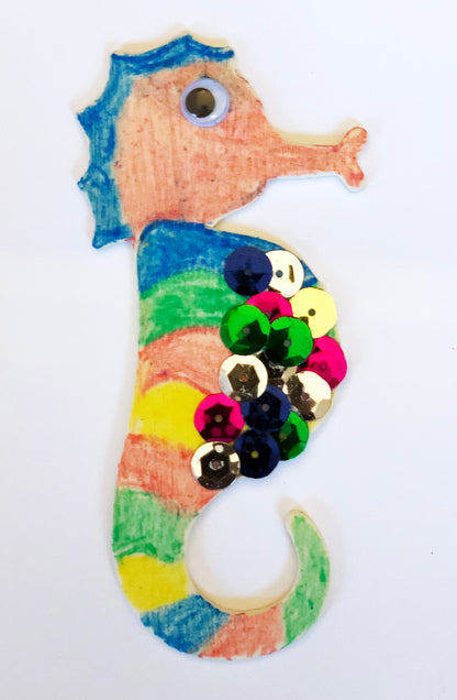 Wooden seahorse craft