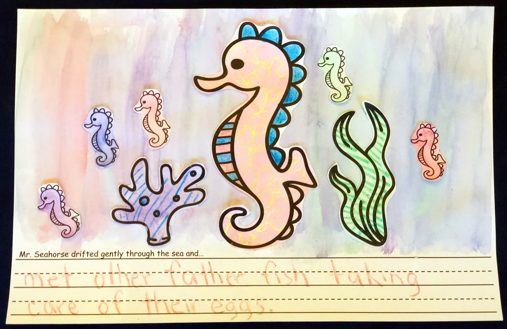 Collage inspired by Eric Carle and Mister Seahorse