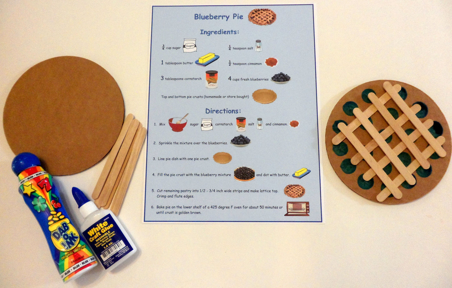 Blueberry pie art - Blueberries For Sal by Robert McCloskey - Ivy Kids subscription box activities.