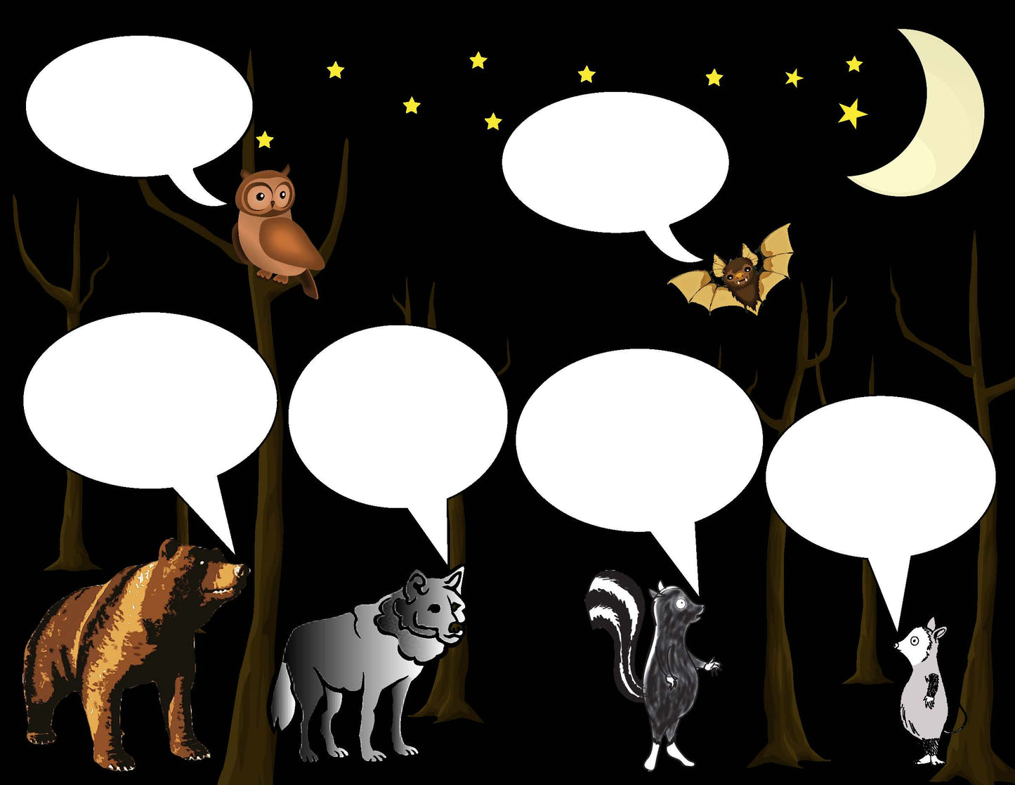 Speech bubble literacy activity to go with Night Animals