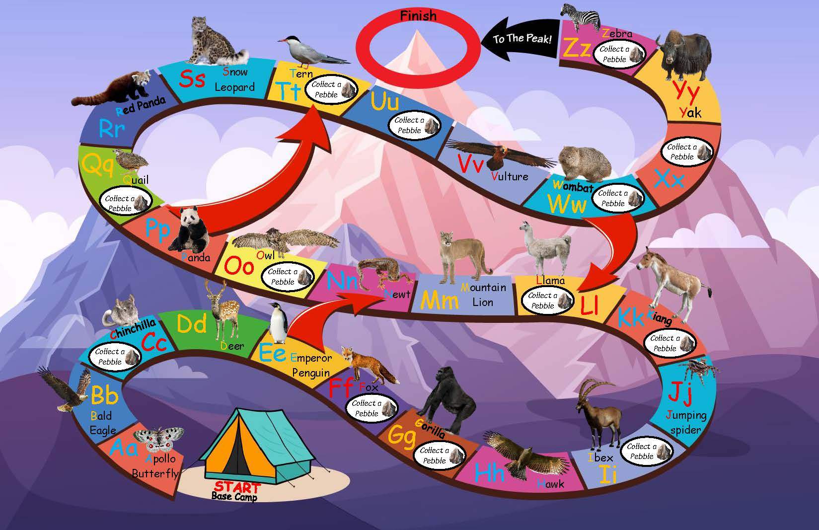 Up the mountain llama game board for children