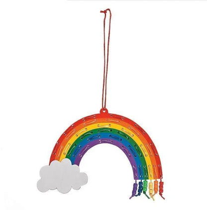 Rainbow art craft with beads lacing