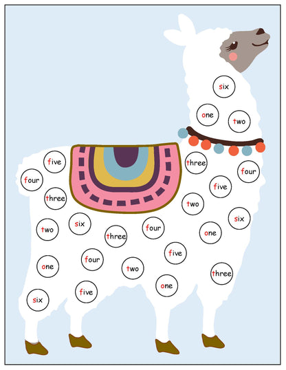 Llama roll and cover math game kids