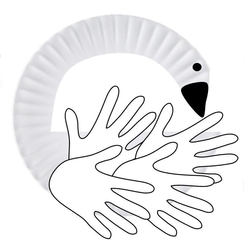 Swan Craft Kids Paper Plate and Hands